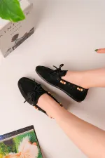 Muggo Multi-Colored Beaded Detail Women's Casual Lace-up Loafer Shoes Muggo Multi-Colored Beaded Detail Women's Casual Lace-up Loafer Shoes