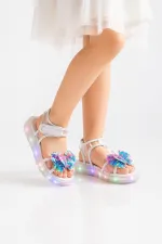 Sandales transparentes à scratch Muggo Pickles avec détails papillon et paillettes