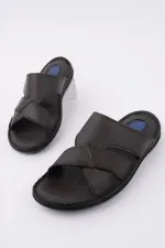 Muggo Eco Guaranteed Men's Casual Genuine Leather Comfortable Soft Sole Orthopedic Slippers