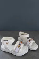 Sandales pour filles Muggo BUTTERFLY avec nœud en perles colorées et fermeture velcro