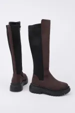 Bottes Muggo DIASA en daim à semelle épaisse et détails extensibles, fermeture éclair pour femmes
