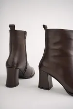 Muggo CHEVY Garantili Hakiki Deri Fermuarlı Topuklu Kadın Bot