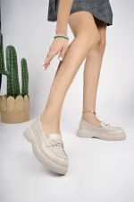 Muggo PEGULA Garantili Kadın Loafer Kalın Taban Günlük Casual Rahat Ayakkabı