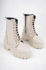 Muggo JUST Guaranteed Thick Sole Zippered Lace-up Women's Combat Boots 