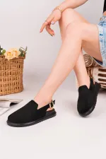 Muggo BUCKLE Süet Deri Ayarlanabilir Tokalı Günlük Rahat Önü Kapalı Kadın Sandalet