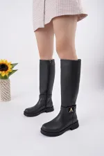 Muggo AVENTRA Kemer ve Toka Detaylı Fermuarlı Kadın Çizme