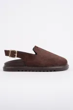 Muggo BUCKLE Süet Deri Ayarlanabilir Tokalı Günlük Rahat Önü Kapalı Kadın Sandalet