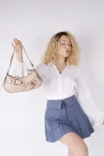 Muggo DOCPE Kadın Kemer Detaylı Baget Çanta