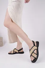 Muggo ELİSHA Lastikli Kadın Günlük Hasır Sandalet