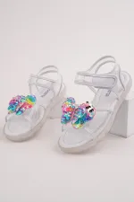 Sandales transparentes à scratch Muggo Pickles avec détails papillon et paillettes