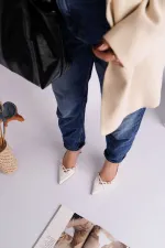 Muggo ICONS Pointed Toe Open Back Belt Detail Two Strap Women's High Heel Shoes