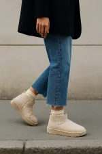 Bottines courtes décontractées Muggo HUG Guaranteed pour femmes, à semelle épaisse et doublure en fourrure.