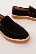 Muggo COVENT Genuine Suede Leather Laceless Men's Casual Loafer Shoes