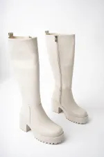 Bottes pour femmes Muggo BONITA à semelle épaisse dentelée et plateforme, fermeture éclair.
