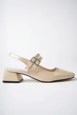 Muggo JANE Garantili Arkası Açık Kare Burunlu Kadın Günlük Kısa Topuklu Ayakkabı