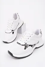 Muggo MELODY Kadın Kalın Taban Günlük Leopar Desenli Bağcıklı Sneaker Spor Ayakkabı
