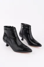 Bottes Muggo ÇAÇA pour femmes, bout pointu, talon fin et fermeture éclair, motif crocodile