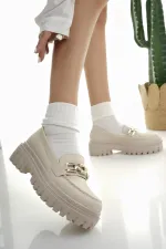 Mocassins Muggo SAMANTHA pour femmes, semelle épaisse, boucle, chaussures décontractées pour tous les jours