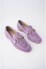 Muggo PHUKET Guaranteed Metal Buckle Laser-Cut Breathable Leather Women's Loafer Casual Shoes Muggo PHUKET Guaranteed Metal Buckle Laser-Cut Breathable Leather Women's Loafer Casual Shoes