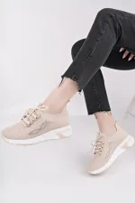 Muggo MARTHA Kadın Kalın Taban Günlük Triko Taşlı Bağcıklı Sneaker Spor Ayakkabı Muggo MARTHA Kadın Kalın Taban Günlük Triko Taşlı Bağcıklı Sneaker Spor Ayakkabı
