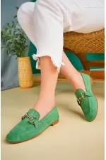 Muggo MONA Garantili Metal Tokalı Deri Kadın Loafer Günlük Ayakkabı