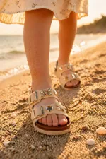 Pantoufles pour enfants Muggo SOLI à double boucle et accessoire papillon