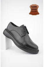Muggo SMITH Chaussures pour hommes classiques et confortables en cuir véritable, style décontracté, avec semelle orthopédique épaisse.