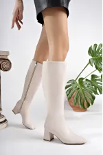 Bottes à talons pour femmes Muggo KAROLINE, bout carré garanti, fermeture éclair latérale