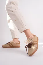 Muggo TAUPE Double Lace-Up Women's Casual Sneaker Sports Shoes