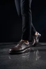 Chaussures décontractées classiques pour hommes Muggo DASH en cuir véritable à lacets et semelle épaisse