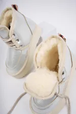 Bottines Muggo PUFFY à semelle épaisse garantie, doublées de fourrure et à lacets, idéales au quotidien pour les enfants
