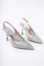 Muggo ARYNA Sivri Burun Arkası Açık Günlük Klasik Kadın Topuklu Ayakkabı