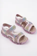 Muggo ELON Cırtlı ve Simli Günlük Kız Çocuk Sandalet