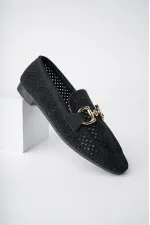 Muggo PHUKET Guaranteed Metal Buckle Laser-Cut Breathable Leather Women's Loafer Casual Shoes Muggo PHUKET Guaranteed Metal Buckle Laser-Cut Breathable Leather Women's Loafer Casual Shoes