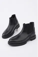 Bottes Chelsea d'hiver pour homme Muggo THOR en cuir véritable garanti, semelle épaisse