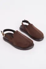 Muggo BUCKLE Süet Deri Ayarlanabilir Tokalı Günlük Rahat Önü Kapalı Kadın Sandalet