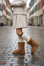 Bottes d'hiver Muggo KIDDY pour enfants, doublées de fourrure et à boutons