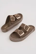 Muggo GOLDY Women's Double Buckle Adjustable Comfortable Sole Casual Slippers Muggo GOLDY Women's Double Buckle Adjustable Comfortable Sole Casual Slippers