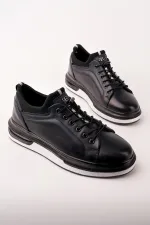 Baskets décontractées à lacets et semelle épaisse en cuir véritable pour homme Muggo REID