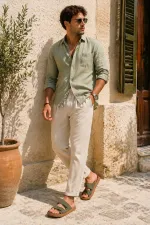 Muggo AUGUSTA Ayarlanabilir Çift Tokalı Günlük Erkek Terlik