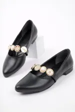 Ballerines Muggo POENA à bride unique pour femme, ornées d'une broche.