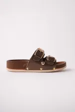 Muggo NYSSA Women's Casual Slippers with Butterfly Accessory and Double Buckle Muggo NYSSA Women's Casual Slippers with Butterfly Accessory and Double Buckle
