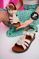 Muggo Kadın Garantili Günlük Ortopedik Kaymaz Taban Comfort Rahat Sandalet