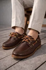 Muggo GENOVA Genuine Leather Lace-up Men's Casual Loafer Shoes Muggo GENOVA Genuine Leather Lace-up Men's Casual Loafer Shoes
