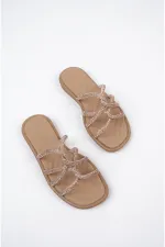 Muggo Bella Kadın Garantili Günlük Ortopedik Taşlı Şık Tarz ve Rahat Terlik