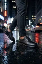 Chaussures décontractées classiques pour hommes Muggo DASH en cuir véritable à lacets et semelle épaisse