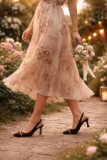 Muggo OURELİA Gold Yüzük Detaylı Sivri Burun Arkası Açık Kadın Topuklu Ayakkabı