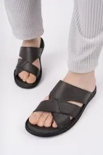 Muggo Eco Guaranteed Men's Casual Genuine Leather Comfortable Soft Sole Orthopedic Slippers