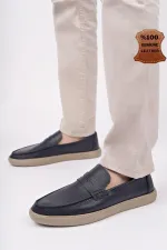 Muggo HARNAZ Laceless Genuine Leather Men's Casual Shoes