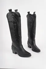 Bottes de cowboy pour femmes Muggo RODEO avec détails de surpiqûres et talon épais 
